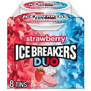 image:imageICE BREAKERS Duo Fruit Plus Cool Strawberry Flavored Sugar Free Mints Pucks 13 oz 8 Count