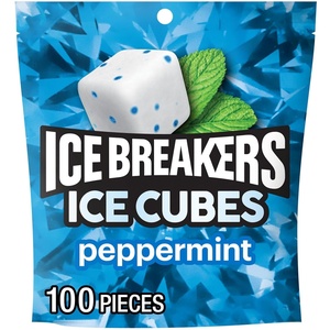image:imageICE BREAKERS Ice Cubes Peppermint Sugar Free Chewing Gum Pouch 811 oz 100 PiecesPeppermint