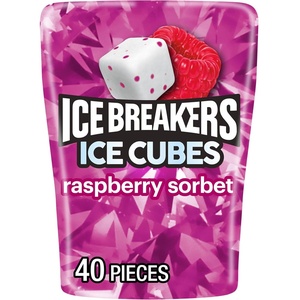 image:imageICE BREAKERS Ice Cubes Raspberry Sorbet Flavored Sugar Free Chewing Gum Bottles 324 oz 6 Count 40 PiecesRaspberry Sorbet