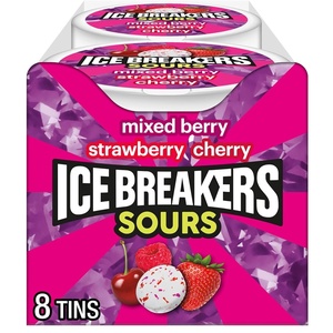 image:imageICE BREAKERS Sours Assorted Fruit Flavored Sugar Free Mints Tins 15 oz 8 CountSours Mixed Berry